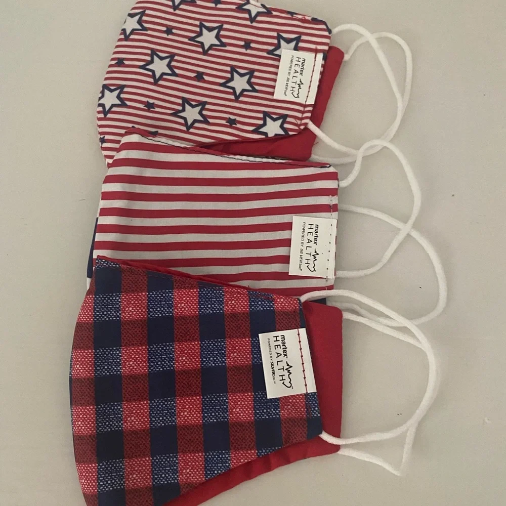 3PC Patriotic Star and Plaid Face Masks Set